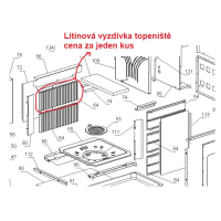 La Nordica - cast iron lining for the firebox ROSA Sinistra Reverse, 350x140mm