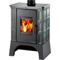 HAAS + SOHN - EBOLI AL II s výměníkem + vychl. smyčka, kachle zelená, podstavec černý