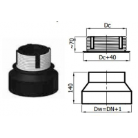 Karl Napojení kouřovodu do keramického komína pod úhlem 90°, 180mm / 150mm (síla 2mm) - černá