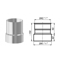 Karl Redukce kouřovodů v zapojení po kouři 180mm / 150mm (síla 1mm) - nerez