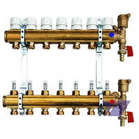 Rozdělovač BIANCHI C348-8 pro podlahové vytápění, mosazný - 454mm