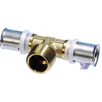 Lisovací T-kus s vnějším závitem pro vícevrstvé trubky Pex-al-pex COMISA 20 x 3/4mm